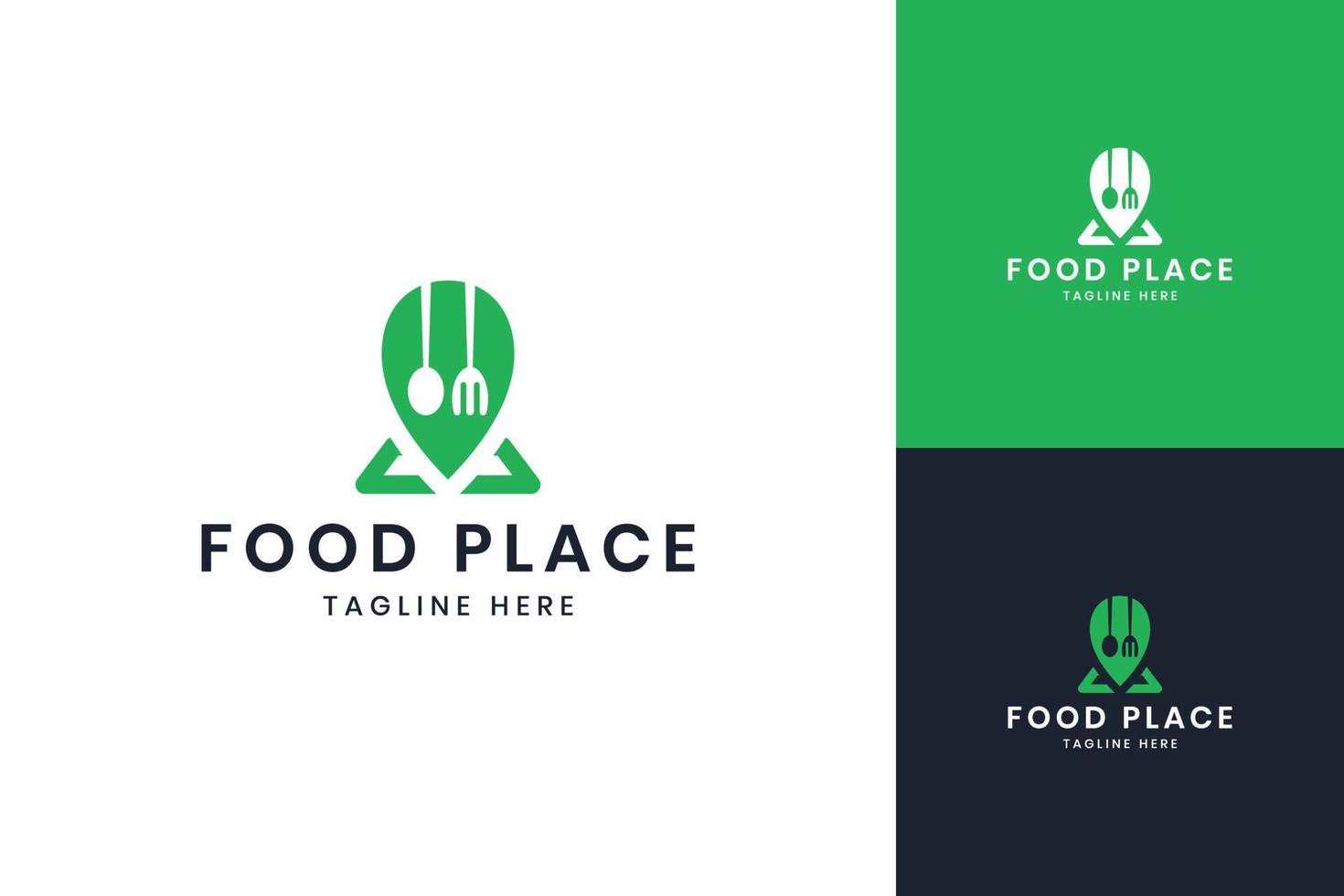 création de logo d'espace négatif de lieu de nourriture vecteur