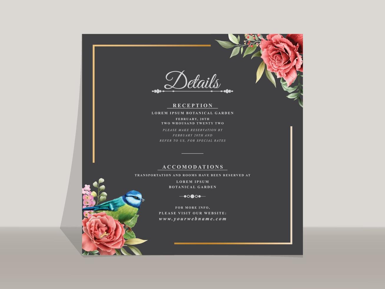 beaux modèles d'invitation de mariage rose rouge vecteur