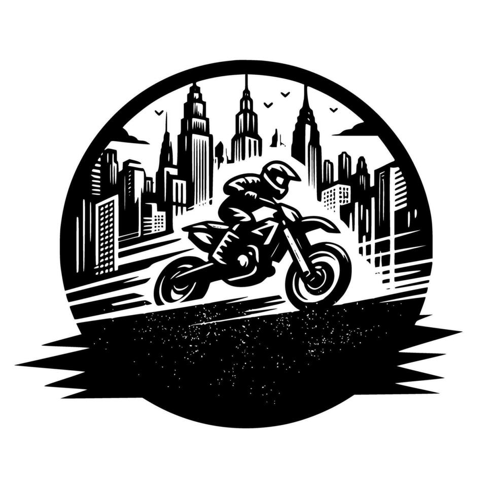 motocross supermotard sport courses ancien illustration art. logo motocross vecteur