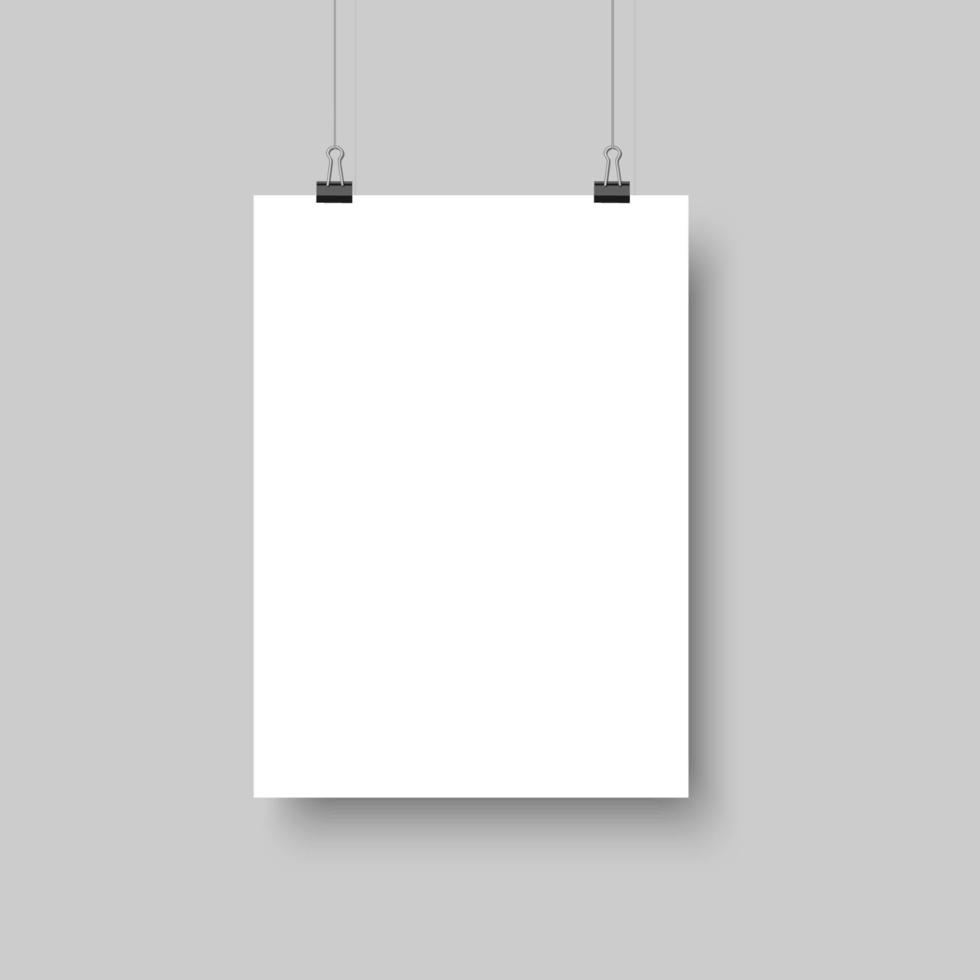 affiche vierge blanche suspendue avec des ombres vecteur