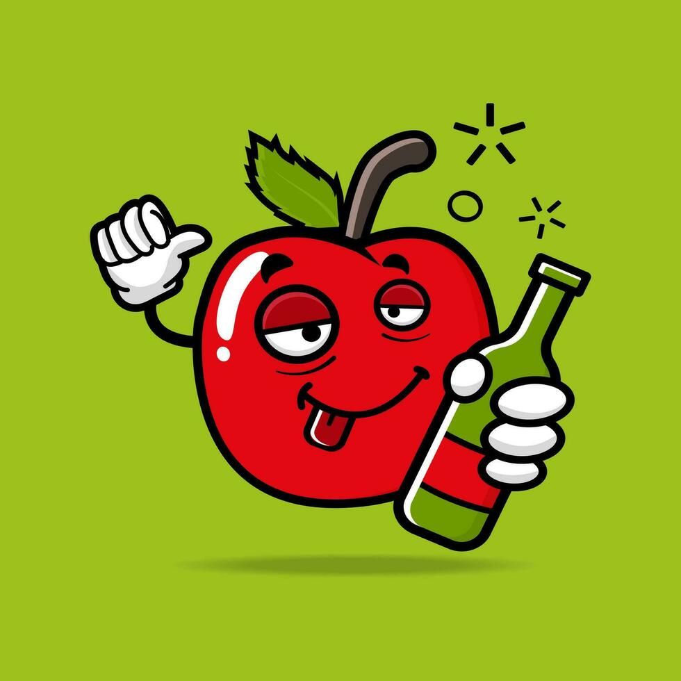 mignonne Pomme dessin animé mascotte personnage vecteur