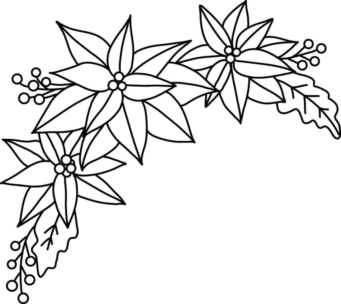 Noël étoile avec Facile griffonnage lignes est utilisé à complément Noël et Nouveau année oeuvres d'art. poinsettia, avec tous les deux fleurs et feuilles tiré comme une floral arrangement, est mis dans une pot pour Noël. vecteur