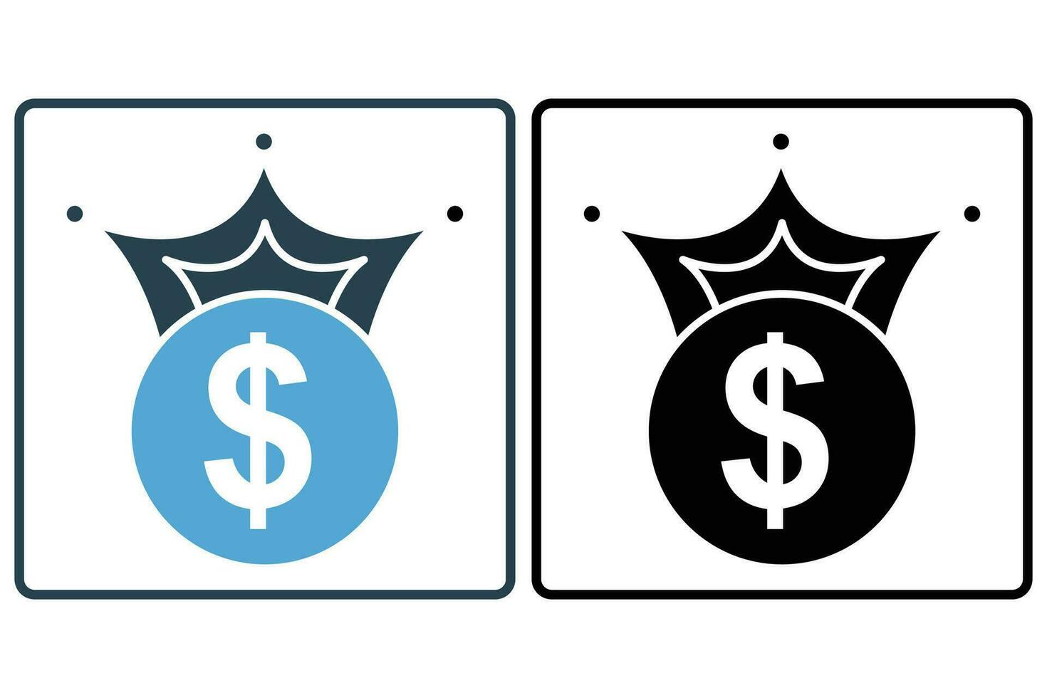 couronne avec dollar icône. icône en relation à financier Succès et royalties. solide icône style. affaires élément illustration vecteur