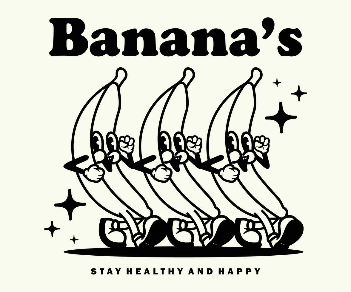 ancien illustration rétro affiche dessin animé personnage de banane graphique conception pour t chemise rue porter et Urbain style vecteur