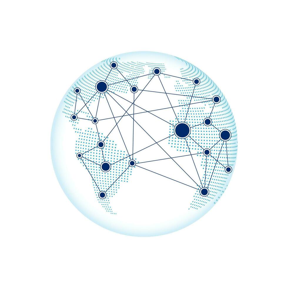 global réseau Connexions. monde carte point et ligne composition concept de global affaires vecteur