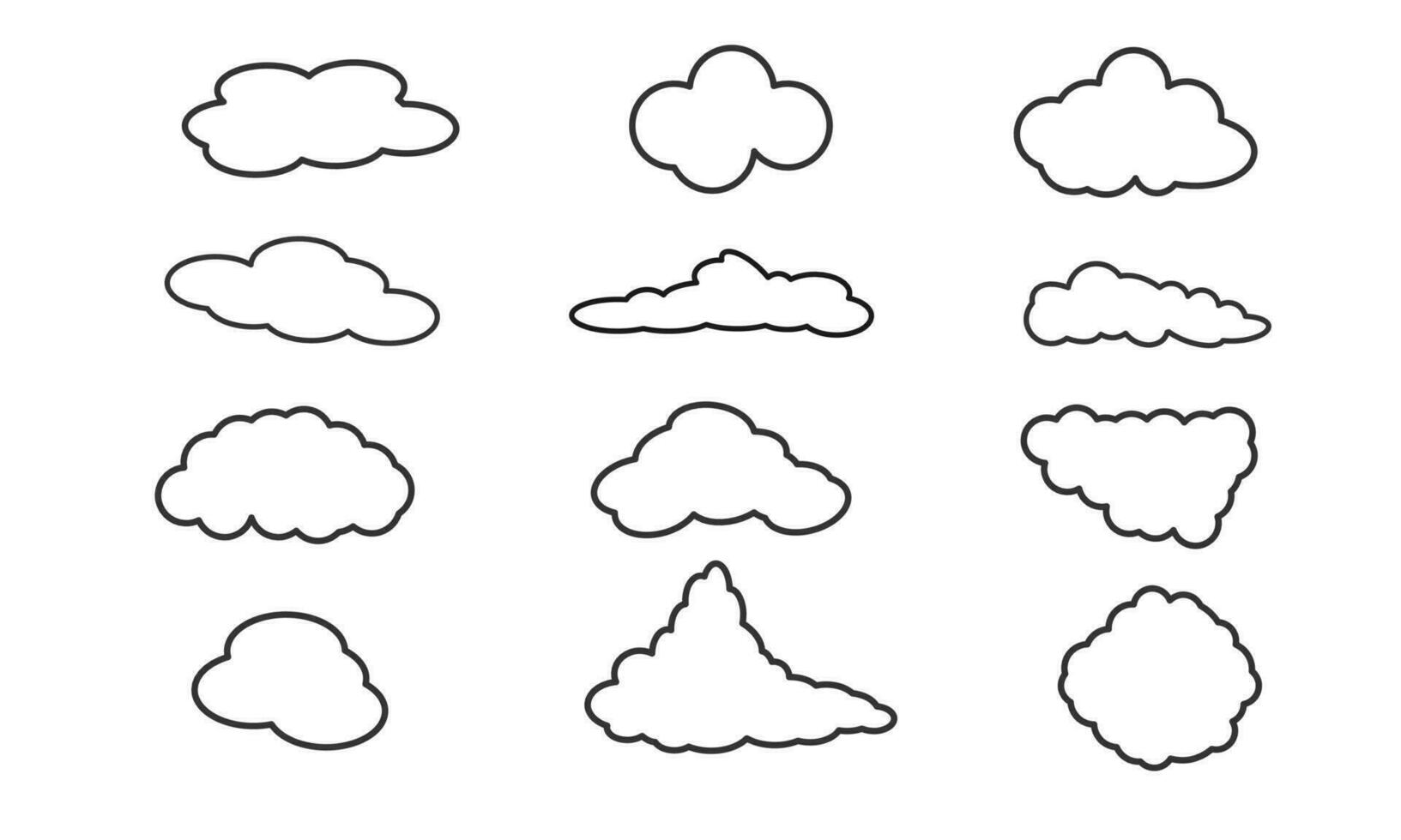 une collection de nuage accident vasculaire cérébral lignes de divers formes vecteur