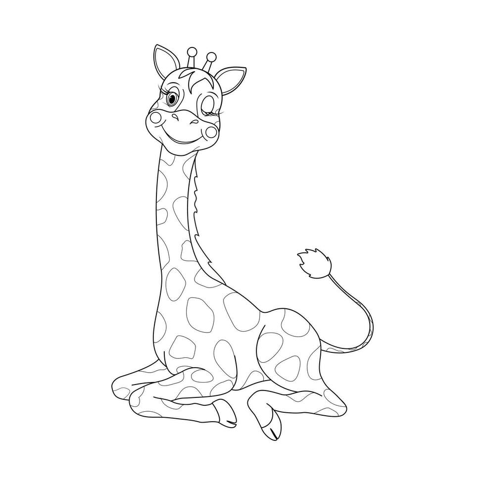 mignonne girafe clins d'oeil. vecteur enfants illustration. pour conception, livres, décorations. coloration page.