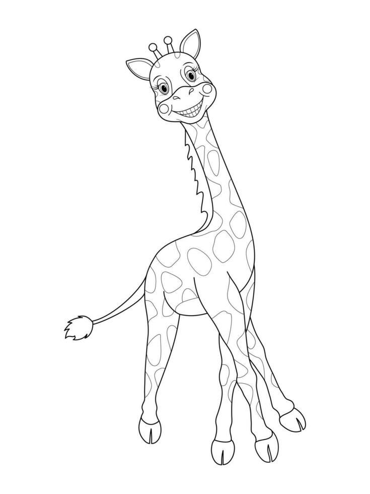 girafe pour coloration livre. ligne art conception pour des gamins coloration page. coloration page contour de dessin animé girafe. vecteur