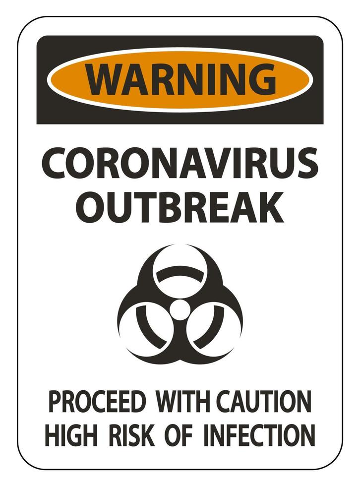 Avertissement signe d'épidémie de coronavirus isoler sur fond blanc, illustration vectorielle vecteur