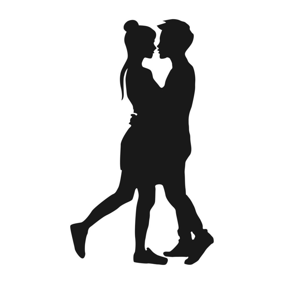 Valentin couple les amoureux silhouette vecteur