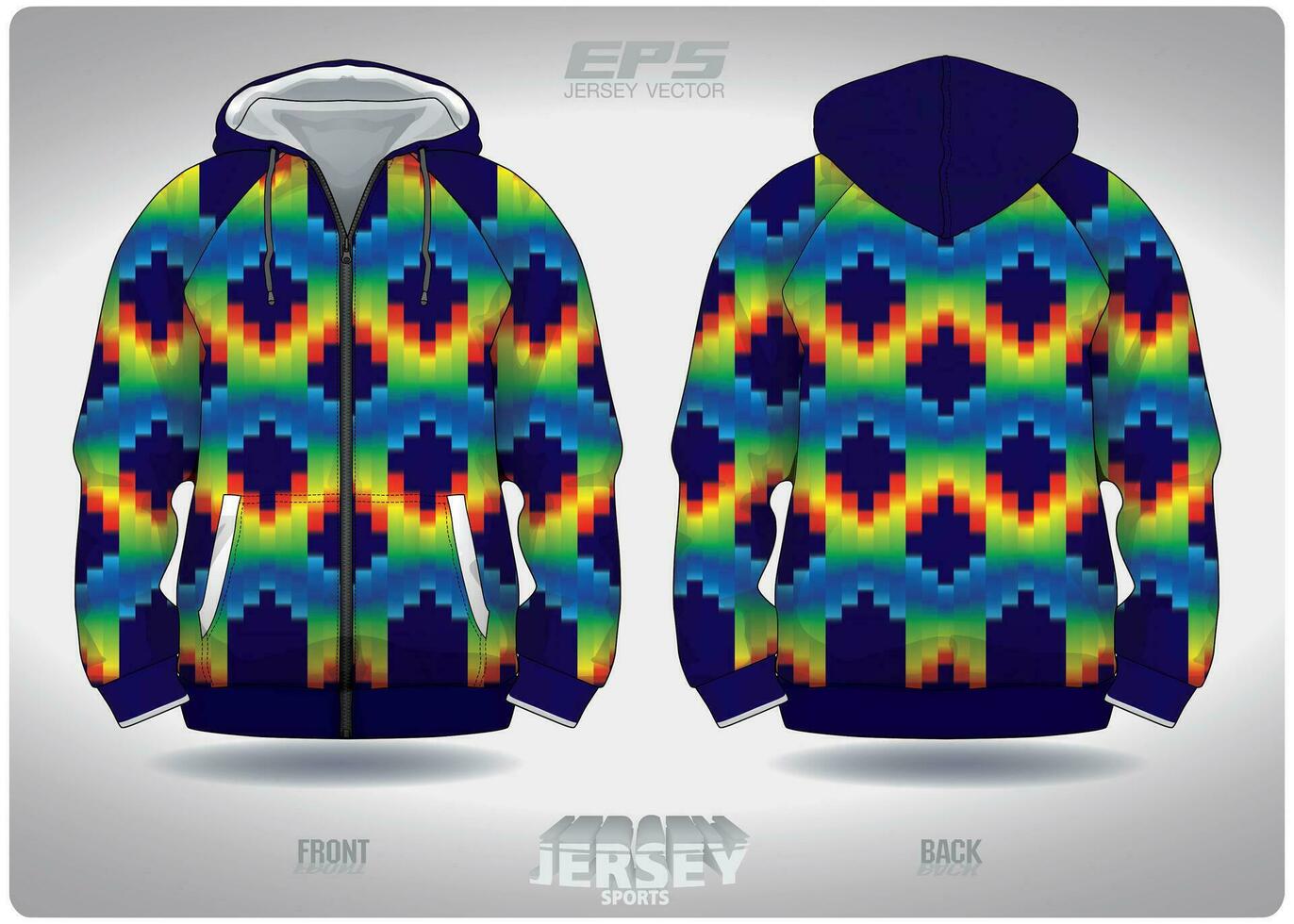 eps Jersey des sports chemise vecteur.pixel arc en ciel couleurs modèle conception, illustration, textile Contexte pour des sports longue manche sweat à capuche vecteur