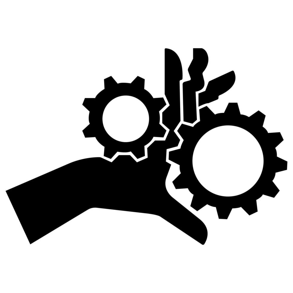 Enchevêtrement de la main engrenages rotatifs signe symbole isoler sur fond blanc, illustration vectorielle eps.10 vecteur