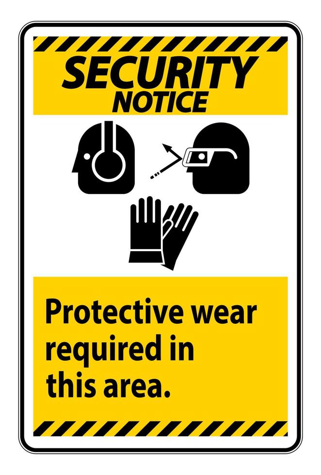 panneau d'avis de sécurité portez un équipement de protection dans cette zone avec des symboles EPI vecteur