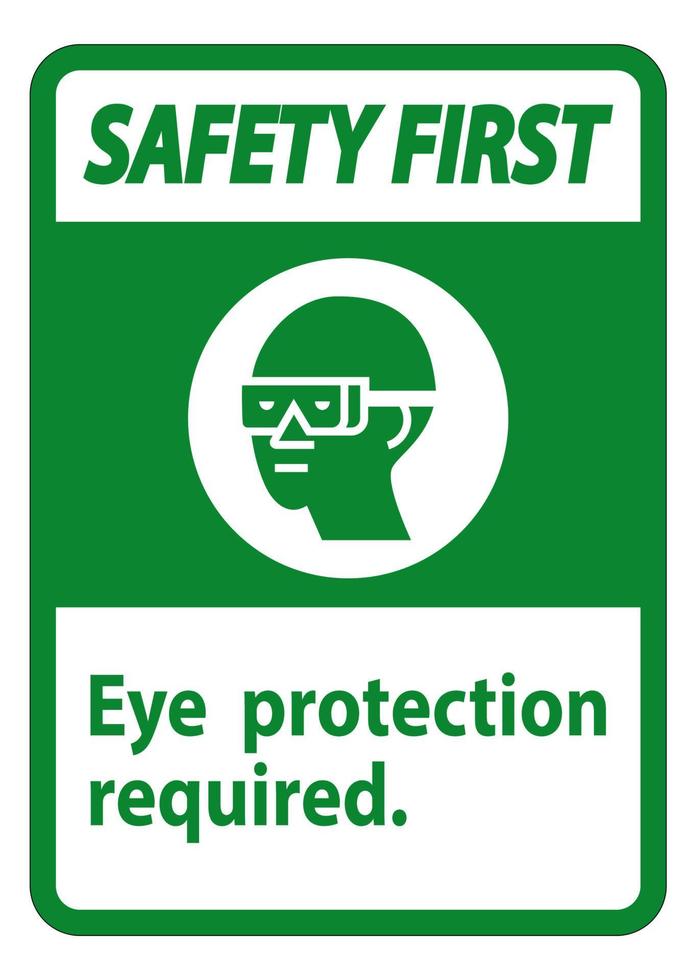 Isoler le symbole de protection des yeux en premier signe de sécurité sur fond blanc vecteur