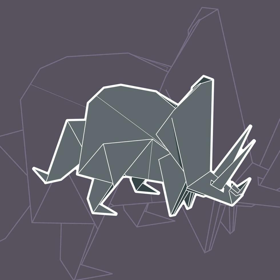 tricératops origami vecteur illustration