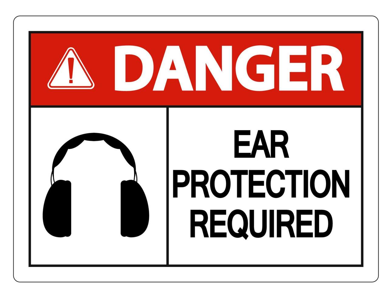 Protection auditive de danger requis panneau mural sur fond blanc vecteur