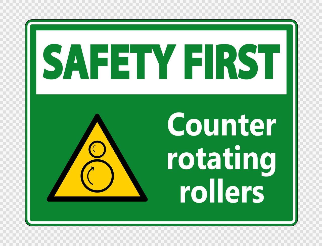 Premier signe de rouleaux de contre-rotation de sécurité sur fond transparent vecteur