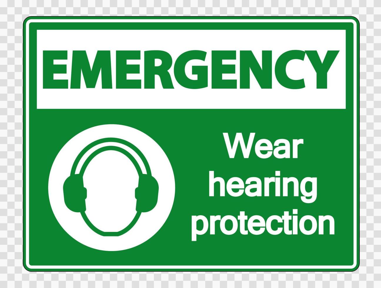 Protection auditive d'usure d'urgence sur fond transparent vecteur