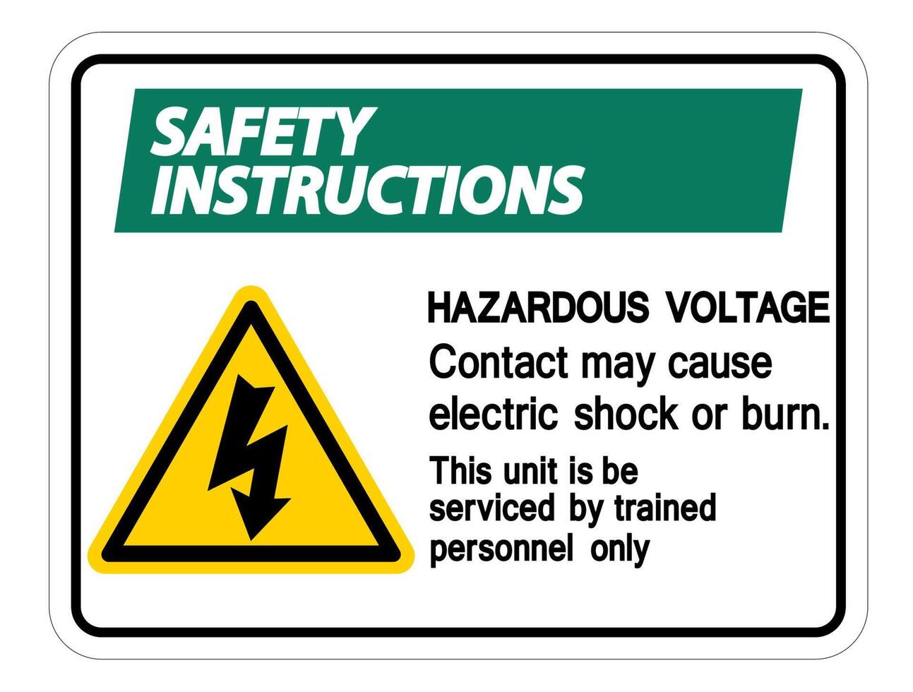 consignes de sécurité contact de tension dangereuse peut provoquer un choc électrique ou un signe de brûlure sur fond blanc vecteur