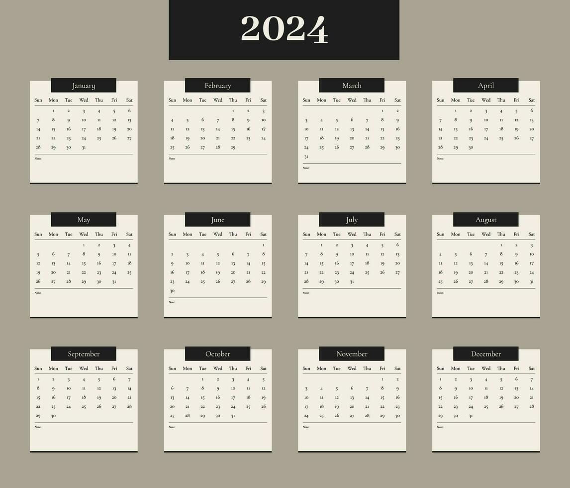 année 2024 calendrier vecteur conception