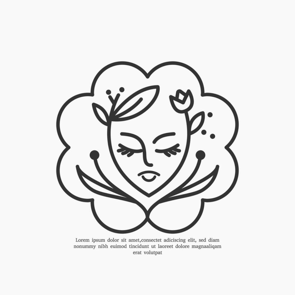 minimaliste femmes fleur logo conception modèle vecteur