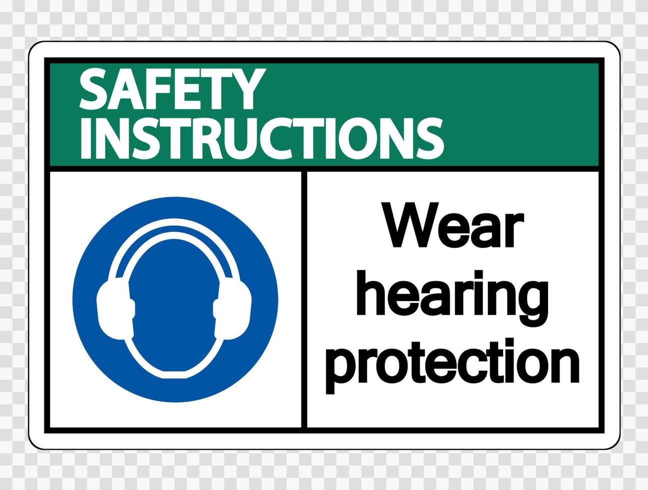 consignes de sécurité porter une protection auditive sur fond transparent vecteur