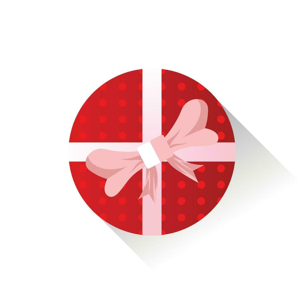 valentines cadeau boîte rouge rond avec polkadots vecteur