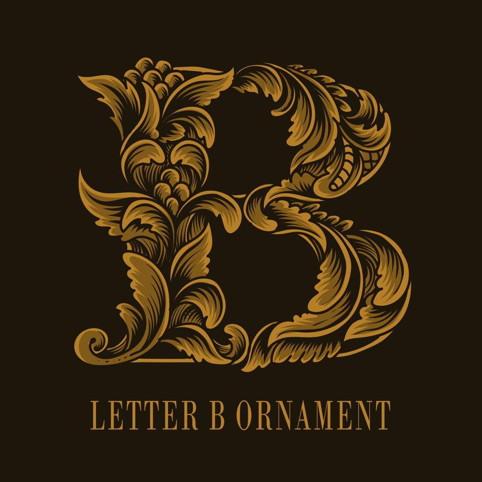 style d'ornement vintage logo lettre b vecteur
