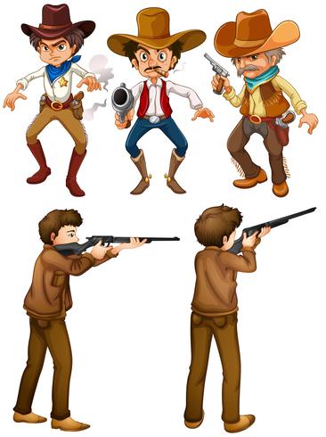 Cowboys et chasseurs vecteur