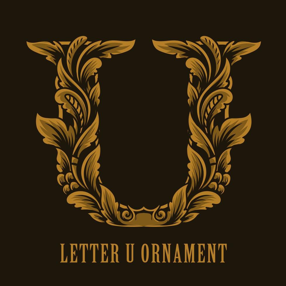 lettre u logo vintage style d'ornement vecteur