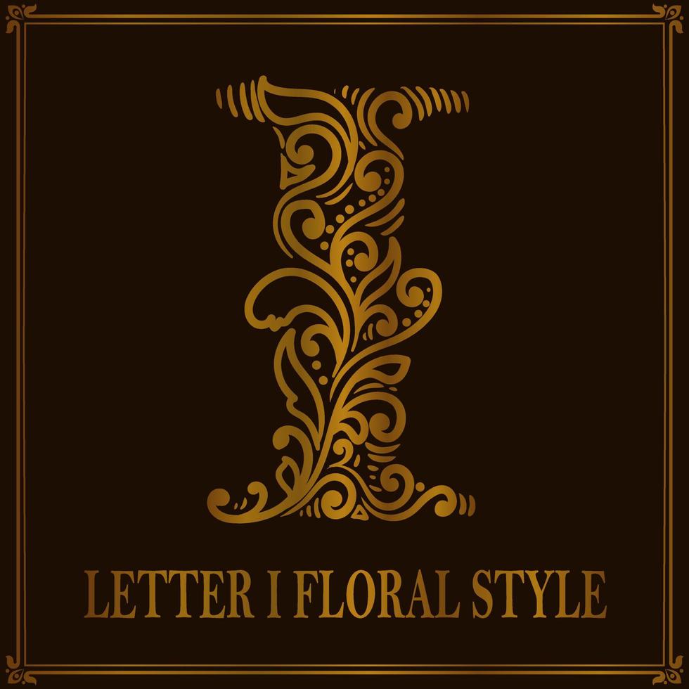 lettre vintage je style de motif floral vecteur