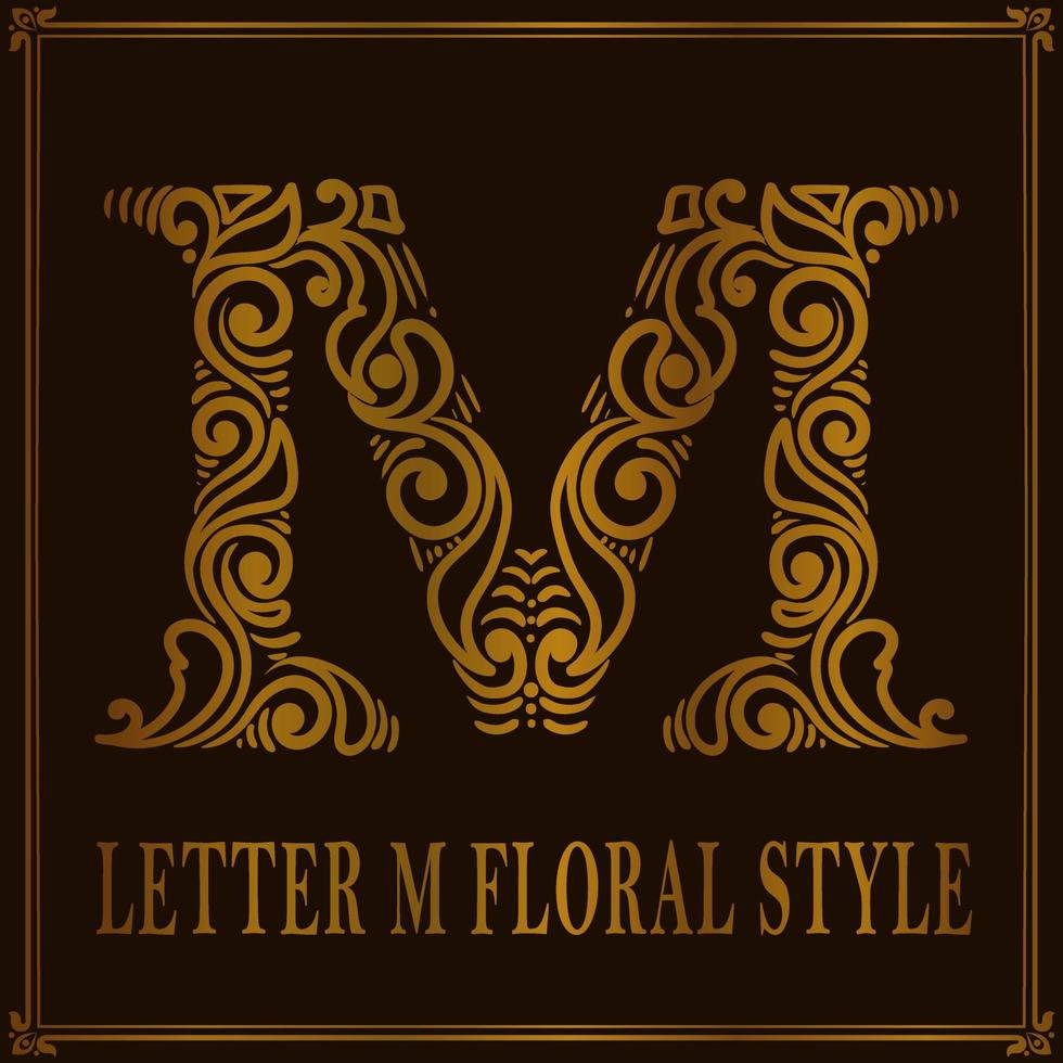 style de motif floral lettre m vintage vecteur