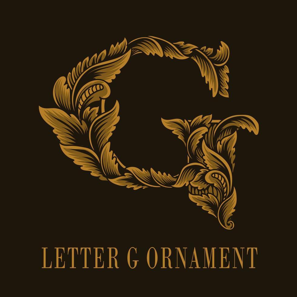 style d'ornement vintage logo lettre g vecteur