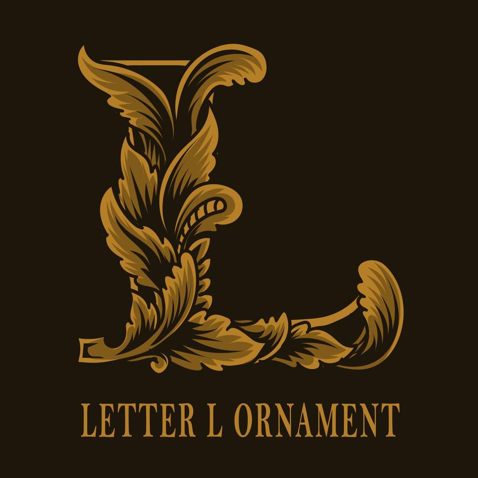 lettre l logo vintage style d'ornement vecteur