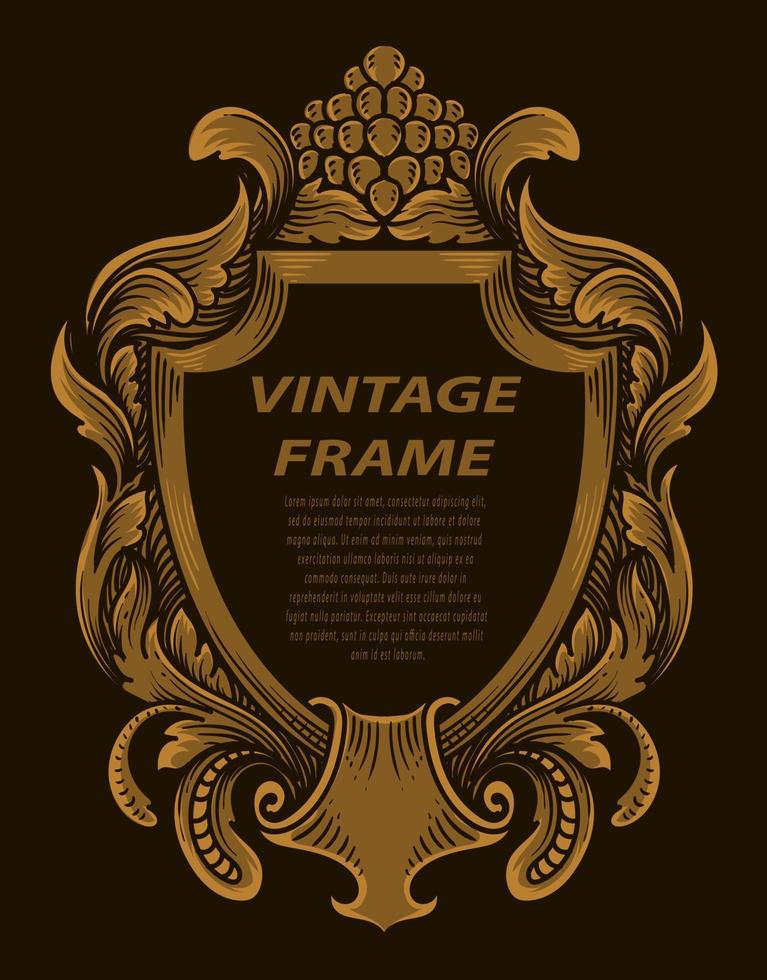 cadre de bordure vintage avec ornement de gravure vecteur