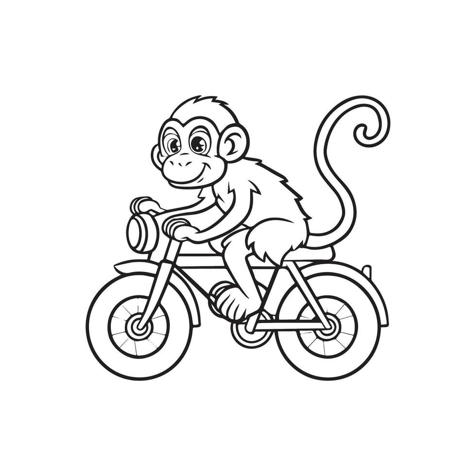 animal contour pour singe sur bicyclette vecteur