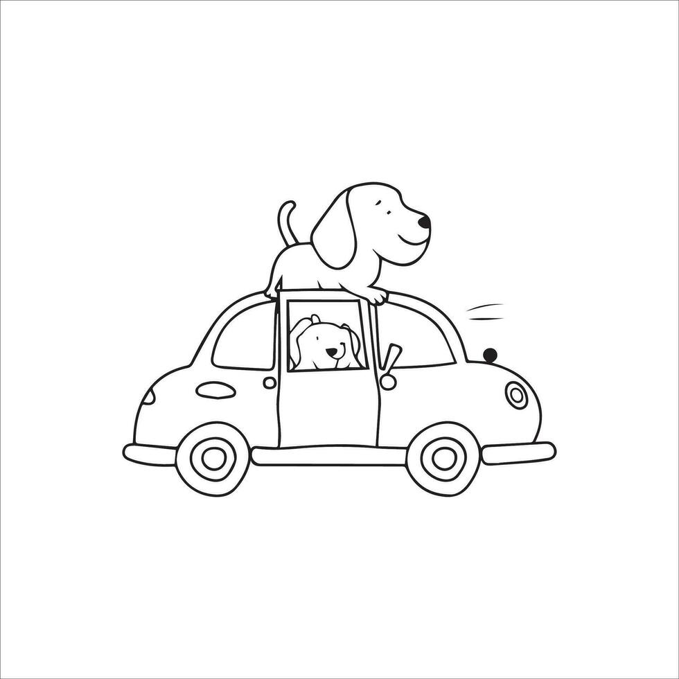 animal contour pour mignonne chien sur une voiture vecteur