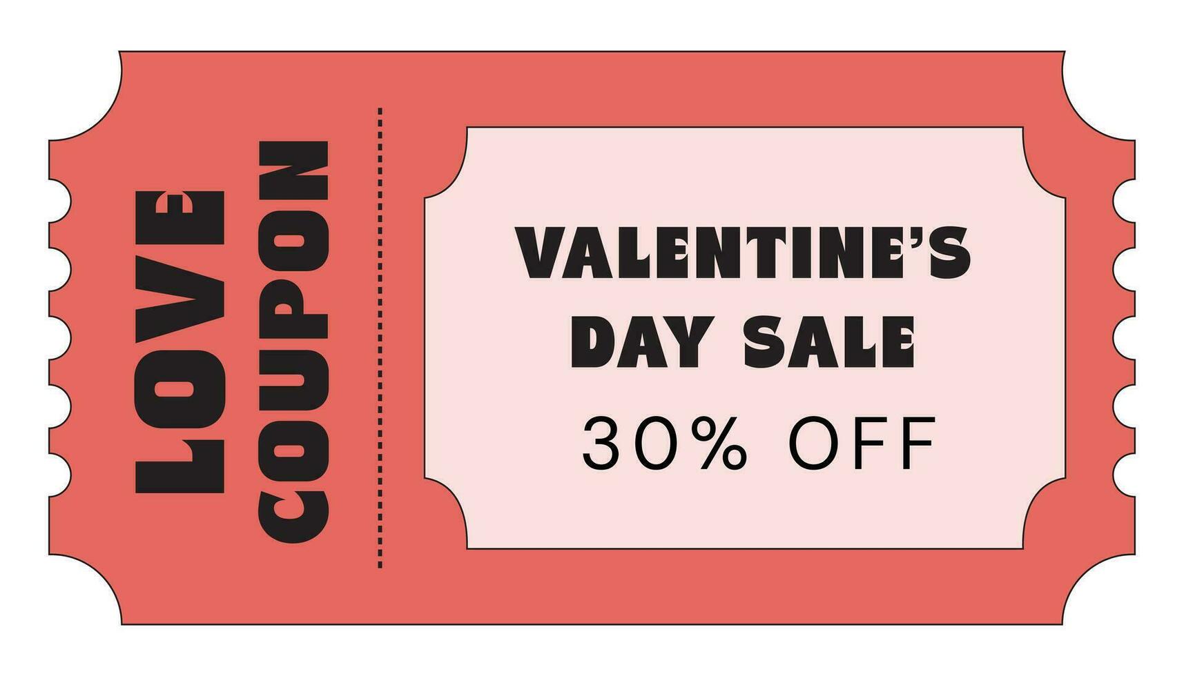 valentines journée billet, l'amour coupon. Valentin vente, spécial des offres, remises coupons pour achats, cadeaux, Restaurants, cinémas, les cafés. bon vacances vente ensemble dans rétro style. vecteur