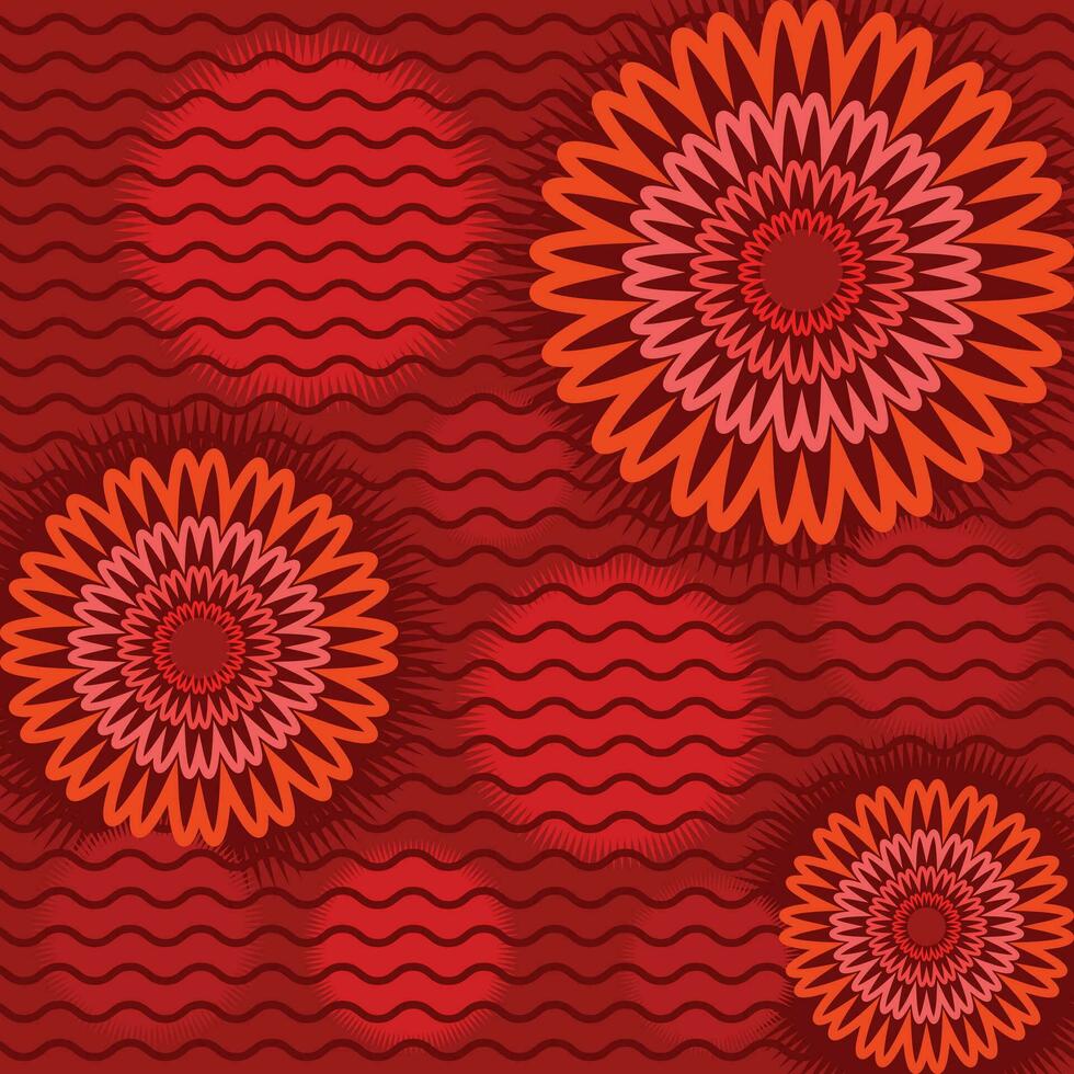rouge, brun, et Orange abstrait fleurs et lignes vecteur Contexte conception isolé sur carré modèle.