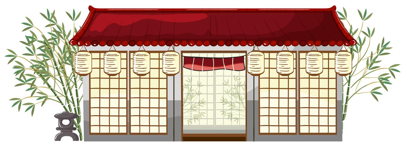 Un restaurant japonais sur fond blanc vecteur