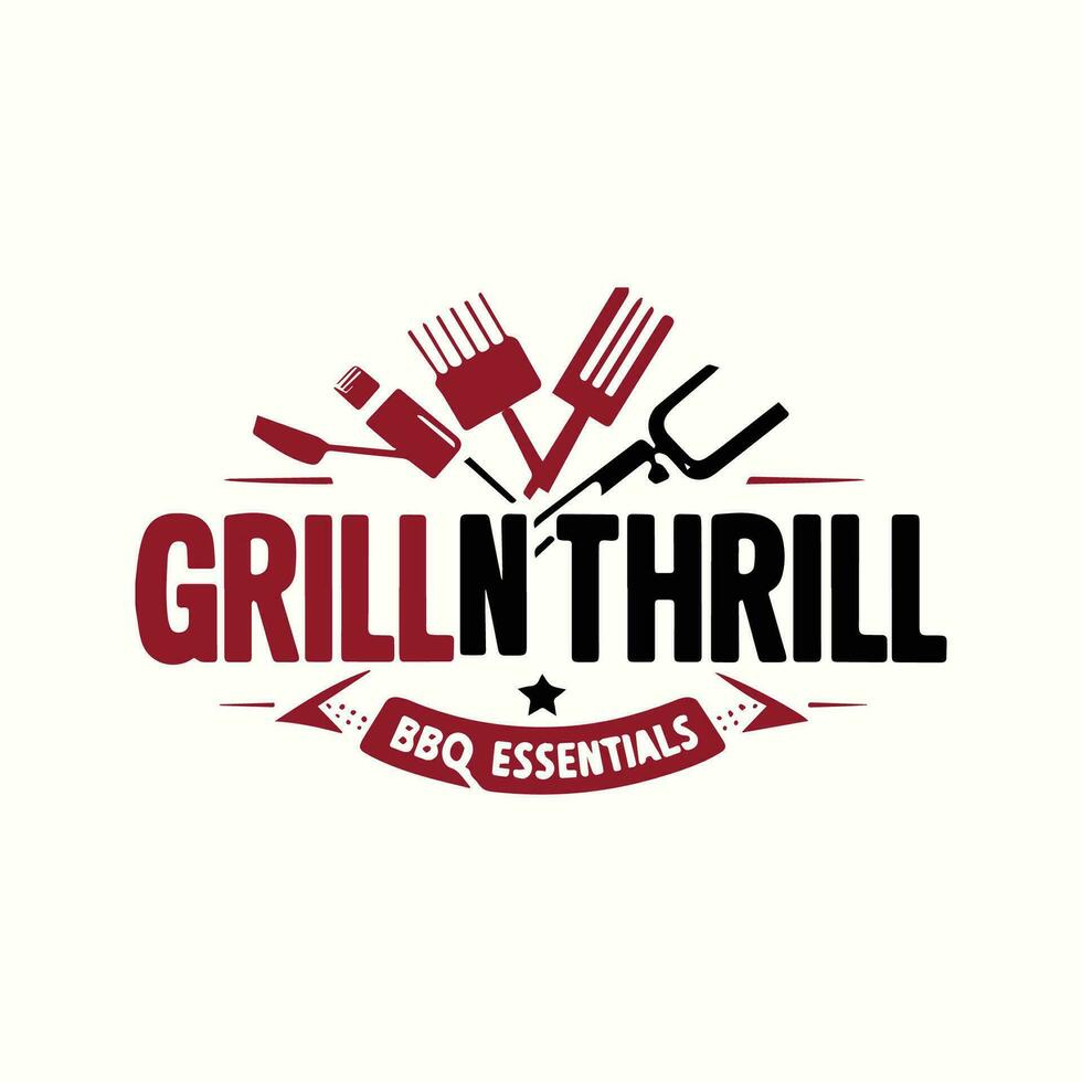 gril n frisson logo avec un barbecue essentiel vecteur