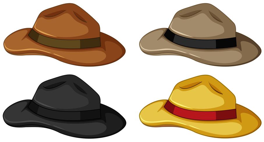 Des chapeaux de quatre couleurs différentes vecteur