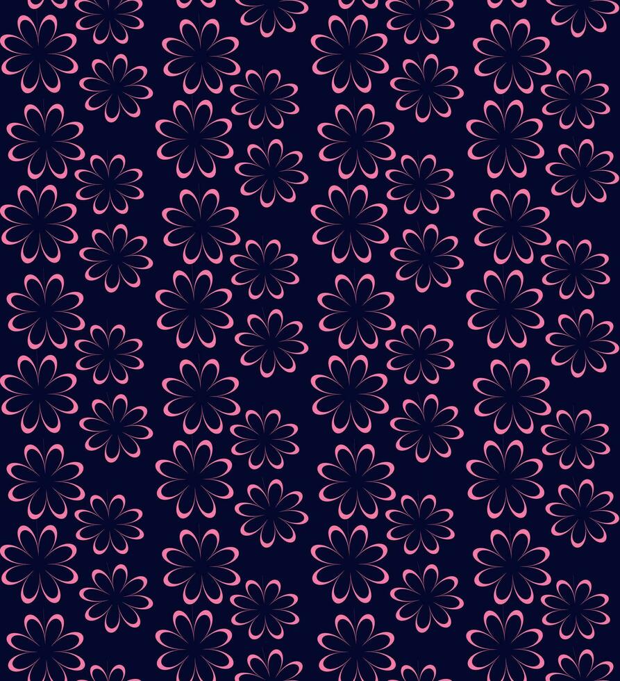 sans couture vecteur abstrait modèle dans le forme de contour rose fleurs sur une bleu Contexte