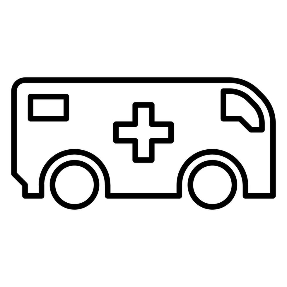 ambulance icône ou logo illustration contour noir style vecteur