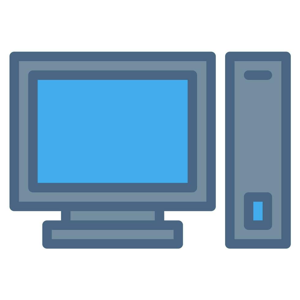 PC ordinateur icône ou logo illustration rempli Couleur style vecteur