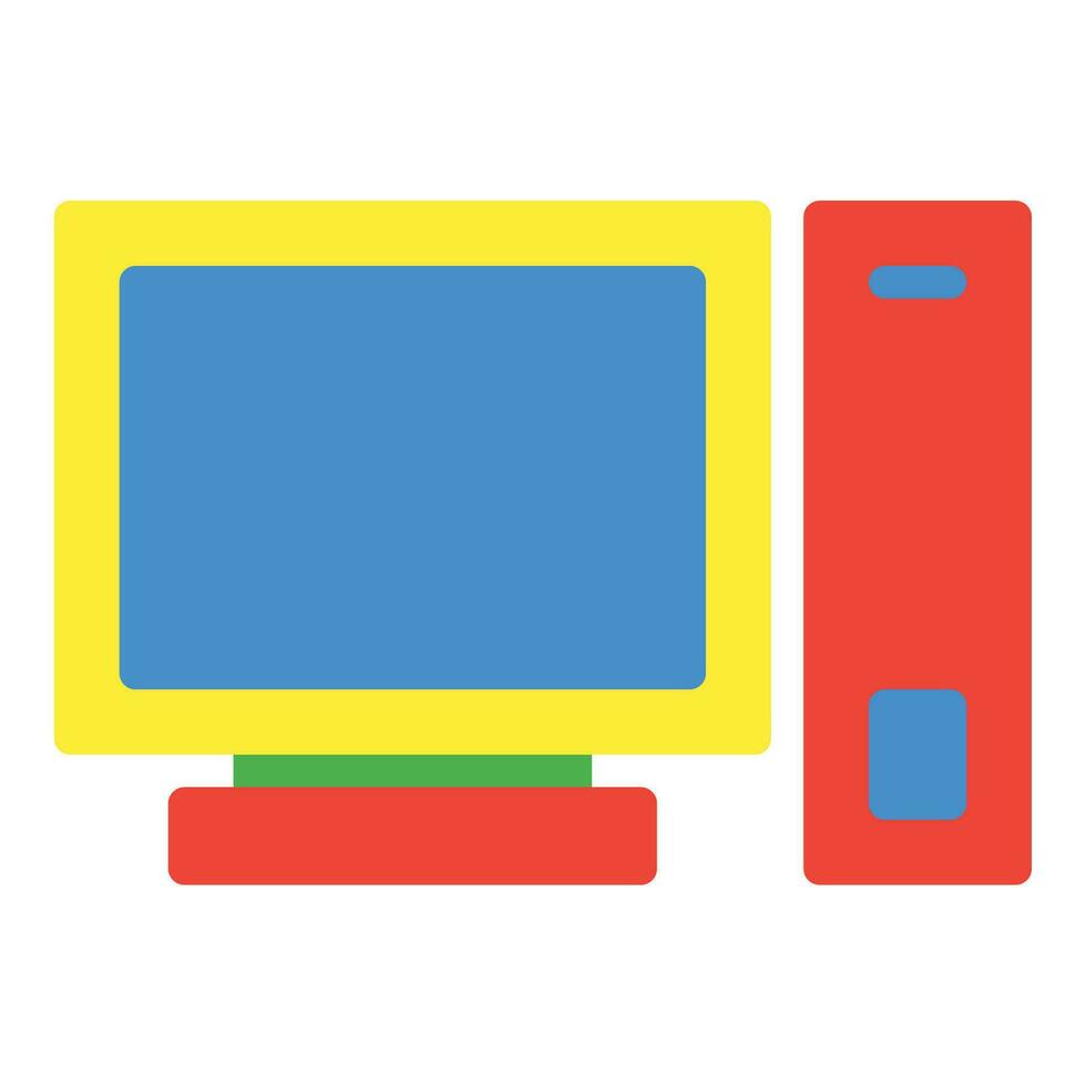 PC ordinateur icône ou logo illustration plat Couleur style vecteur