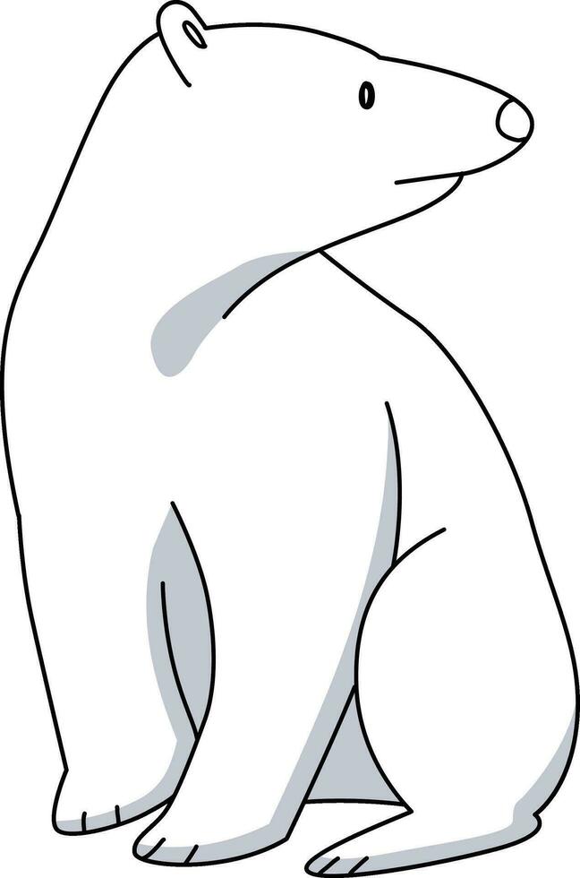 polaire ours supporter avec pose. le polaire ours est blanc permanent sur deux et quatre jambes, tiré par main avec Facile et simple lignes. mignonne griffonnage dessin animé de une polaire ours permanent vecteur