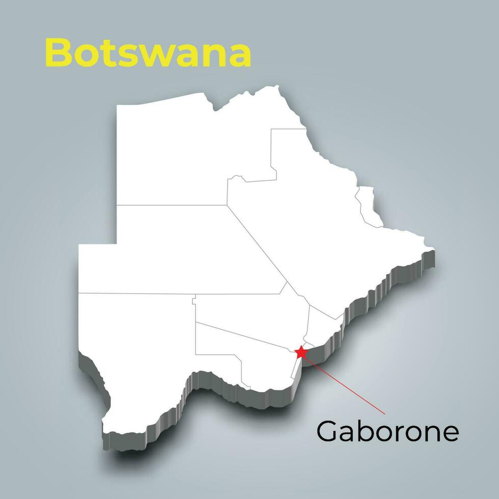 le botswana 3d carte avec les frontières de Régions et ses Capitale vecteur