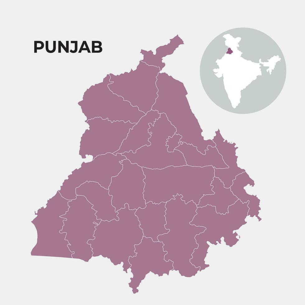 punjab localisateur carte montrant district et ses Capitale vecteur