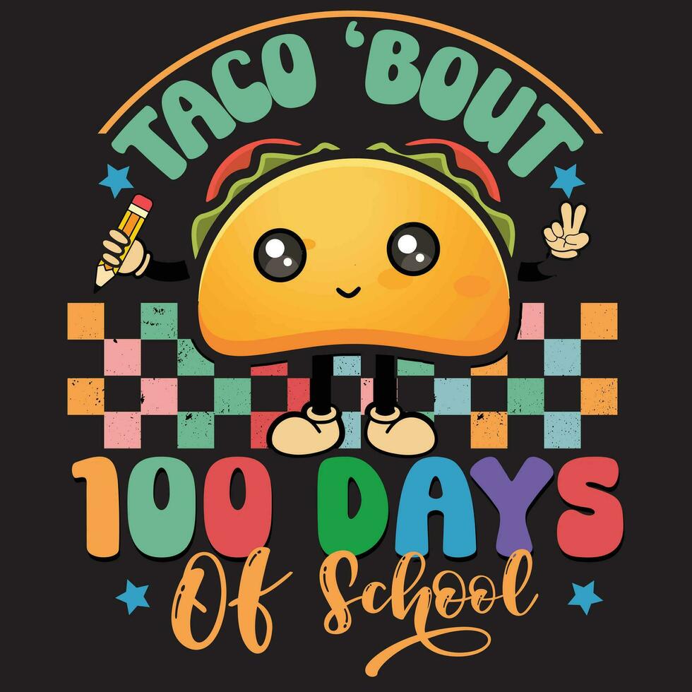 taco 'combat 100 journées de école, école jours, 100 journées vecteur